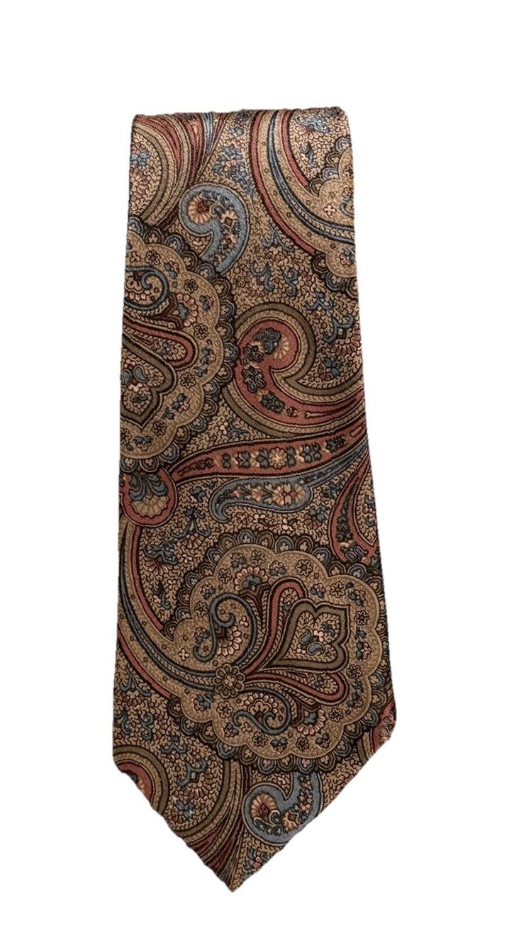 Oscar De La Renta Velvet Paisley Brown Mens Neck Tie Designer Luxury